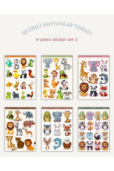 MirayDesign Set de 6 autocolante cu tematică animale drăguțe – 12x17 cm | Bul...