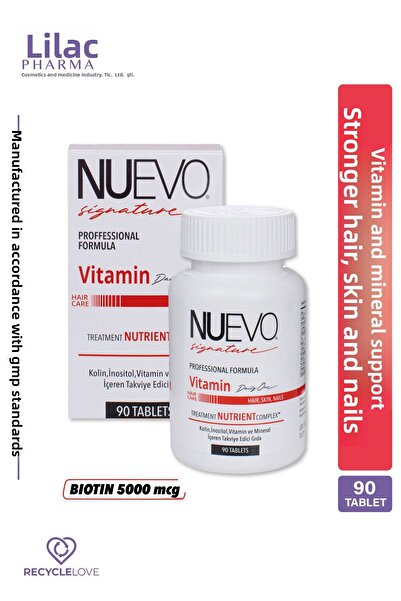Nuevo Signature 90 Tablets Hair, Nail and Skin Supporting Biotin 5000 Mcg Vitamin Complex