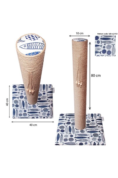 nijiartdesign لوح خدش للقطط فاخر منقوش ملون مقاس 80 سم مع قاعدة مطلية ناعمة من الإسفنج صديقة للبيئة