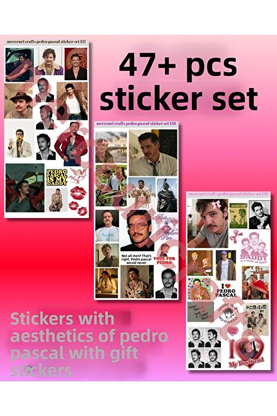 merccuri crafts مجموعة ملصقات بيدرو باسكال الجمالية (47+قطعة) - ملصق لدفتر ال...