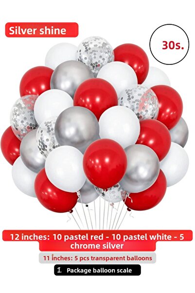 Bunloon 30 Pack Mixed Birthday Party Balloons 1 Pack Silver Sequin Balloon Co...