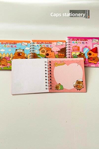 caps anlarınızı paylaştığınız ortağınız 2Pcs Capybara Themed Spiral Notepad and Sticker Set 120+ Transparent Stickers 48 Sheets Note Space