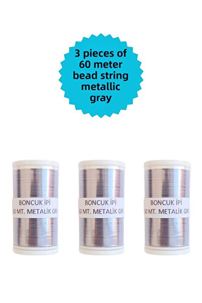Eskişehir hobi sanat 3Pcs 60Meters Metallic Gray Sand Beading String Beading ...