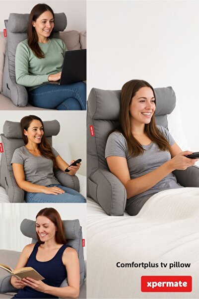 XPERMATE Anthracite Comfortplus Tv Pillow - Sleeves, Back Support and Triangular Pillow