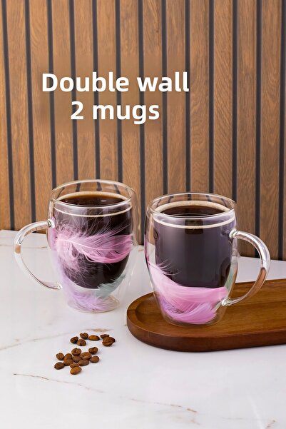 Perotti 16796 Double Feather Double Wall Mug 2 Pieces 350 ml