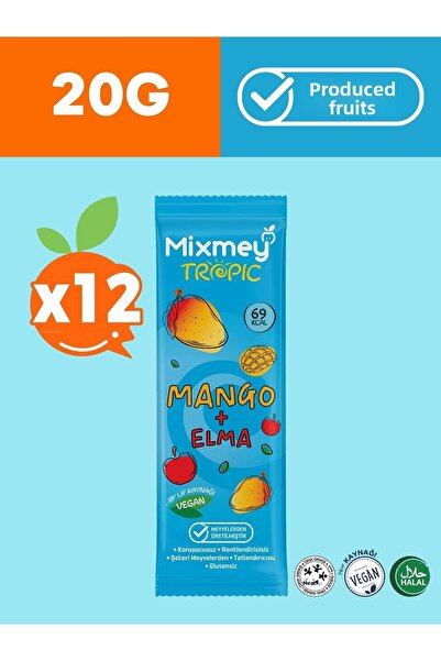 mixmey Mango Fruit Bar 12 Pieces |   Healthy Snacks – Vegan, Gluten Free, Pre...