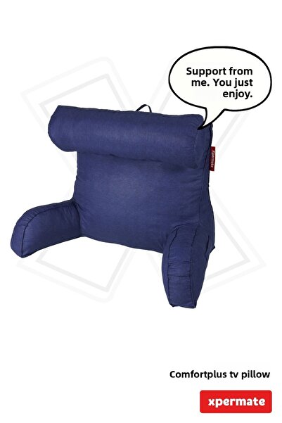 XPERMATE Pernă TV Comfortplus bleumarin - Pernă triunghiulară cu brațe, suport pentru spate și suport lombar