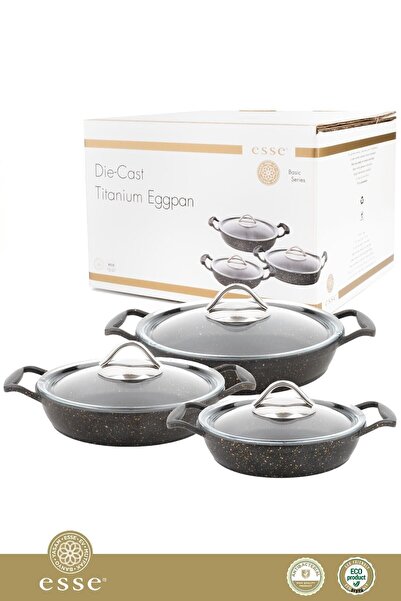 Esse Cast Titanium 3k Glass Lid Set of 3 Saunas 18-20-22 Cm