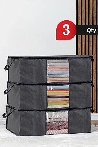 Tex Republic 3 قطع من حقيبة تخزين الملابس ذات النوافذ باللون الرمادي الفحمي 6...
