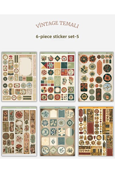 MirayDesign Set de 6 autocolante tematice vintage – 12x17 cm |   Pentru Bulle...