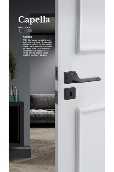 alastore Capella - Mânerul ușii camerei cu rozetă pătrată, dreapta stânga, potrivit pentru interiorul ușii casei - a207b