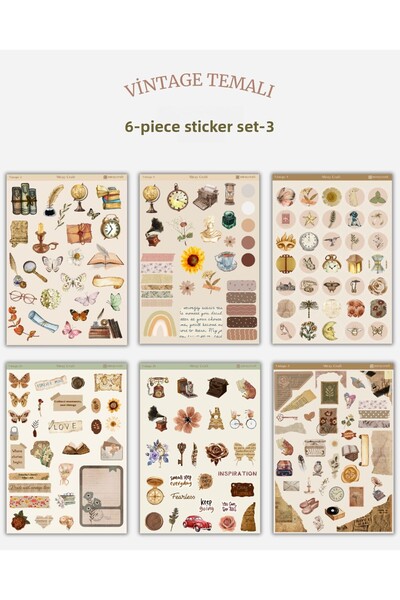 MirayDesign مجموعة من 6 ملصقات ذات طابع عتيق - 12x17 سم |   للمجلة الإخبارية،...