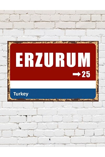 TABLOX Erzurum 25 Placă decorativă pentru oraș Tablou retro MDF Tablou din lemn Semn de stradă Cadou