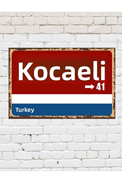 TABLOX Kocaeli 41 Placă decorativă oraș Tablou retro MDF Tablou din lemn Semn...