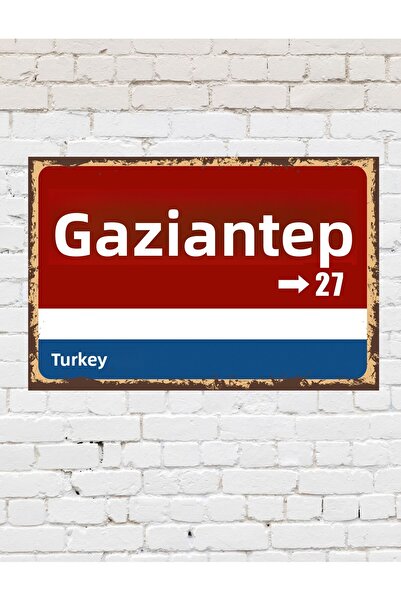 TABLOX Gaziantep 27 Placă decorativă pentru oraș Pictură retro MDF Pictură di...