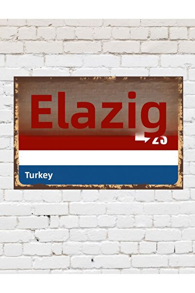 TABLOX Elazığ 23 Placă decorativă oraș Tablou retro MDF Pictură din lemn Semn...
