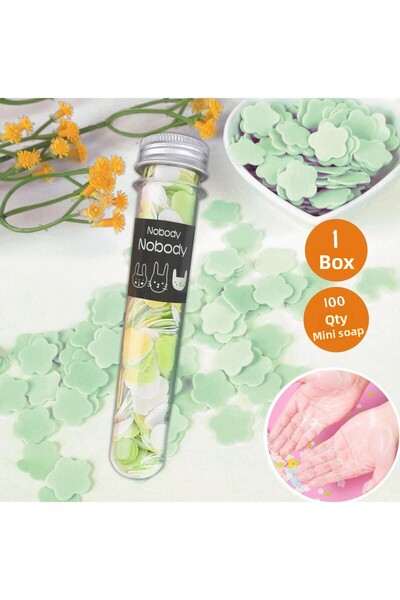 ERA SABUN 100 ورقة من الصابون الورقي المعطر باللون الأخضر، صابون صغير للأطفال...