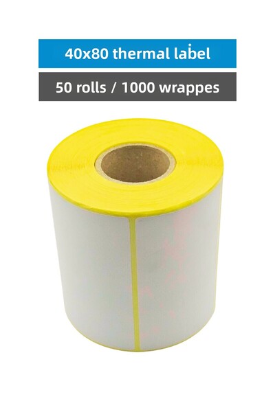 Küresel Etiket Barkod 40X80Mm Thermal Label |   50 Rolls |   1000 Wraps |   Without Ribbons |   Freight, Logistics, Warehouse |   Adhesive