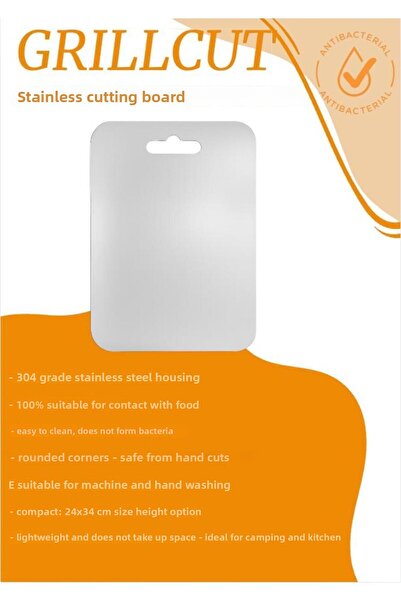 BackGrill Cleancut - Stainless Steel Cutting Board (24X34X1.20Cm), Suitable f...