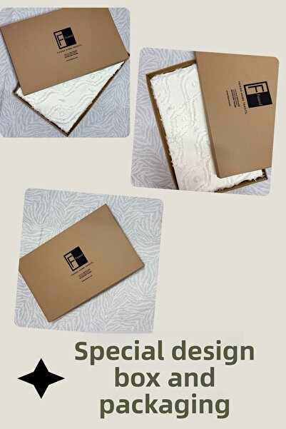 bursa çeyiz Chenille Nordic Double Bedspread 240×250 cm 2 Pillows Geometric Pattern"