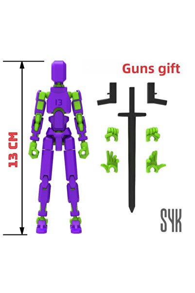 SYK Design لعبة روبوت 13 دمية أرجوانية خضراء متحركة في جميع المفاصل