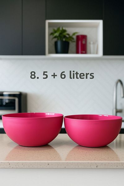 Melkan Home Large Size Round Bowl Set, Salad Bowl, Fruit Vegetable Bowl |   Bpa Free, Dough Basin, 2 Pieces