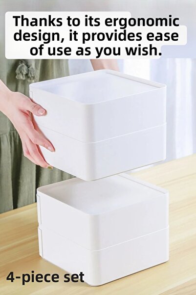 VİALEX منظم أدوات الزينة ذو 4 أدراج من ستوري، منظم أدراج متعدد الأغراض من 4 طبقات - أبيض