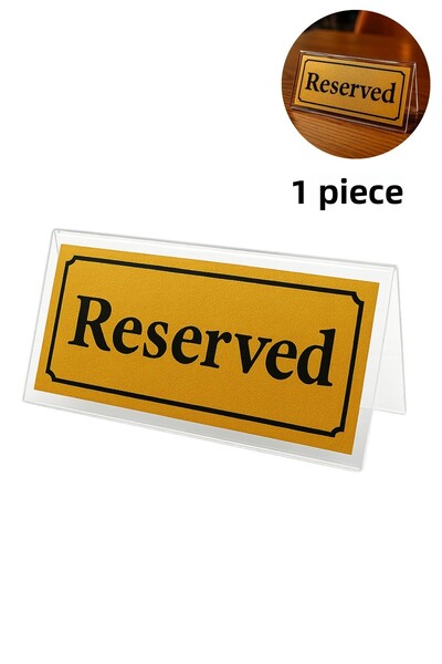 Happynesso Transparent Plexiglass Top Single Direction Gold Metal "Reserved" Lettering from Table Writing Series - 100 mm X 50 mm