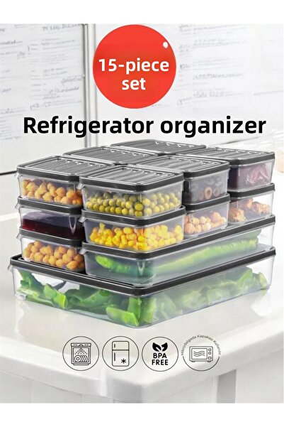 ZeDesign 15 Liter Refrigerator and Microwave Storage Container - Refrigerator Organizer (250ml X12 1000ml X2 2500ml X1)