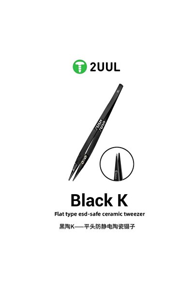 kızılelma teknik 2uul TW32 ملاقط سيراميك آمنة ذات طرف مسطح أسود K