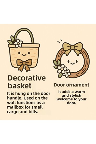 Marrone Σετ δύο ψάθινων καλαθιών με ροζ αστέρια και λουλούδια