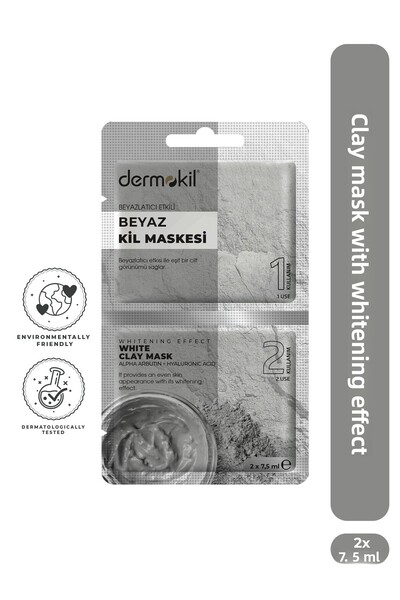 Dermokil قناع الطين الأبيض (مع تأثير التبييض) 2*7.5 مل
