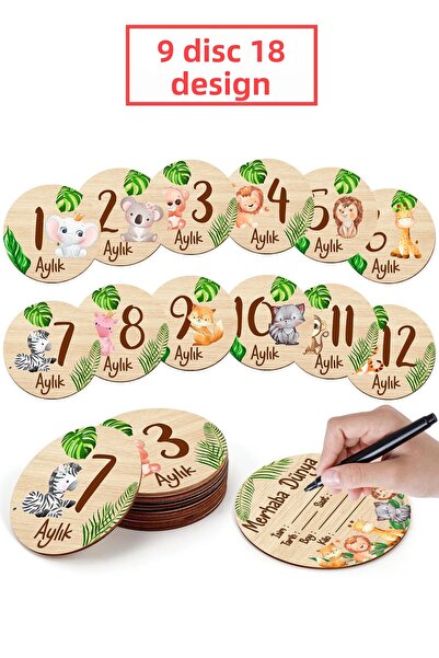 Moky Design Baby Monthly Memory Cards Wooden, Gift Newborn Birth Concept Phot...