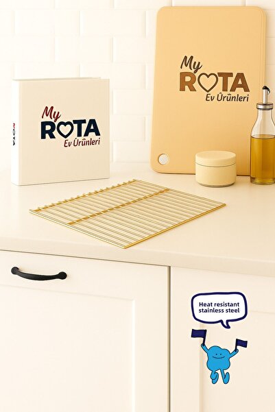 MY ROTA EV ÜRÜNLERİ Square Grid Trivet, Metal Trivet, Tea Coaster, Pot and Pa...