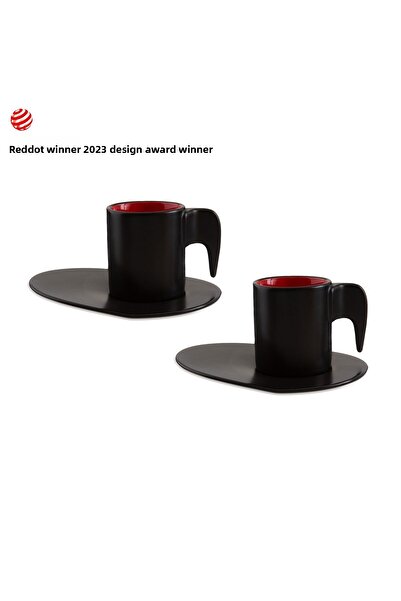 Jumbo طقم أكواب إليفاس أسود-أحمر لشخصين