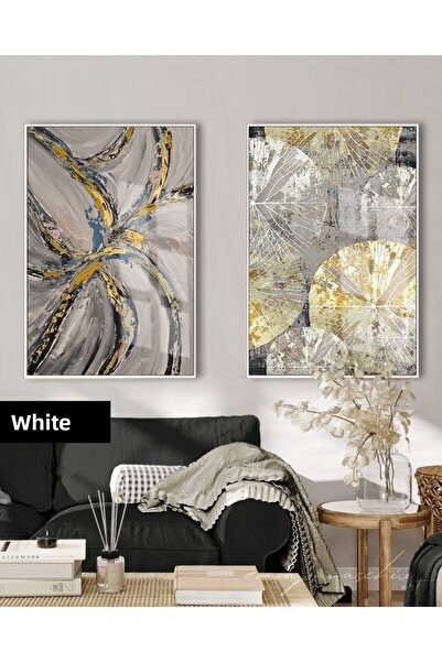 Harikabirev HARİKABİREV | SET GEOMETRIC GRI&GOLD BOHEM 01 | TABLO CU CADRU DI...