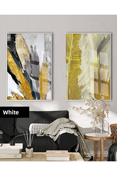 Harikabirev HARİKABİREV | COMBINAT DE FRUNZE ABSTRACTE MODERNE GRAY-GOLD | TA...