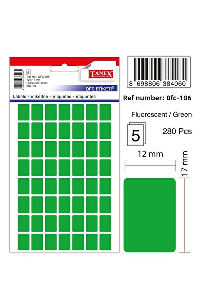 Tanex Etichetă de birou Ofc-106 Flo Green