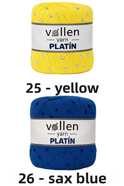 vollen yarn Πλατινένιο νήμα πλεξίματος με παγιέτες, γυαλιστερό μαλλί με βελονάκι και σουβλάκι, κρέμα