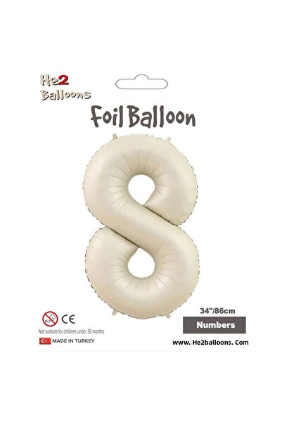 Vipfoni بالون رقم فويل 34 بوصة/ 86 سم كريمي -8-