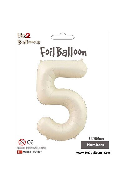 Vipfoni بالون رقم فويل 34 بوصة/ 86 سم كريمي -5-