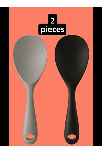 HZL HOME 2 Pcs Gray-Black Rice Spoons High Heat Resistant Hard Tip Silicone Rice Spoon 22.5 cm