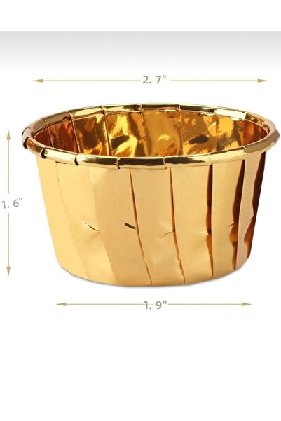 Snow Homs Gold Gold Yellow Shiny Metallized 12-Piece Bakery-Powered Muffin Cupcake Cake Mold Container Capsule