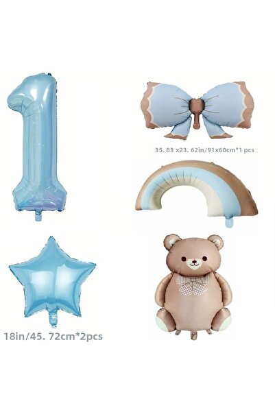 DÜVENCİ TİCARET Set de baloane cu fundă curcubeu retro albastru și baloane di...