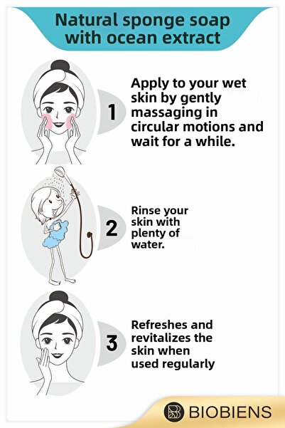 Biobiens الاستحمام بخلاصة المحيط وصابون إسفنجي طبيعي خاص للبشرة