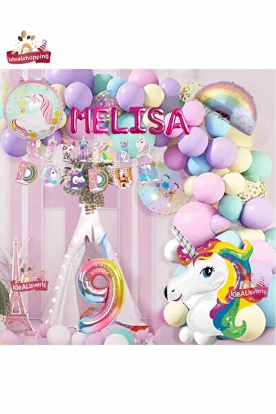 BKMC PARTY Σετ στολίδι για πάρτι γενεθλίων με θέμα το μονόκερο 6 γραμμάτων Ha...