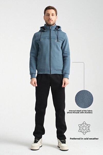 Shooter Set de trening pentru bărbați Winter Forest Green cu glugă cu panglic...