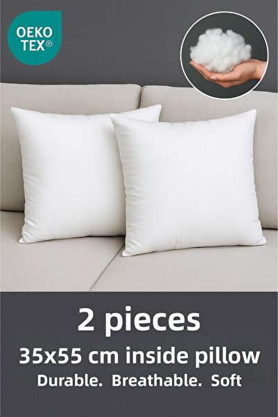 Yamesa 2 Pieces 35X55 cm Throw Pillow Inner – 100% Silicone Fiber Filled, 250...