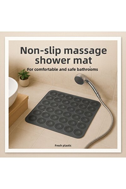 FERAH PLASTİK سجادة استحمام للتدليك مضادة للانزلاق مقاس 54 × 54 سم - سجادة حم...