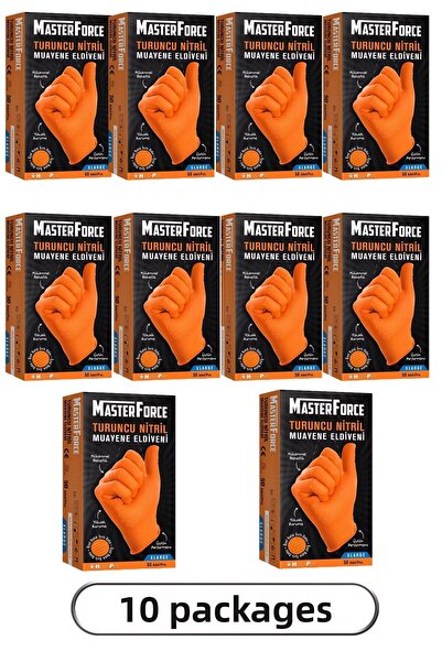 Has-Pet قفازات نيتريل ماسترفورس برتقالية 10 قطع - Xl